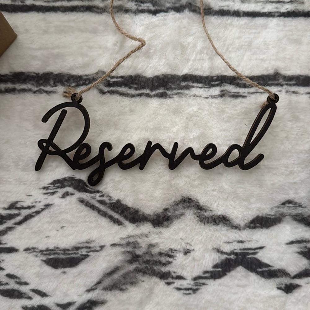 Black 'Reserved' Hanging Sign
